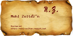 Mohl Zoltán névjegykártya
